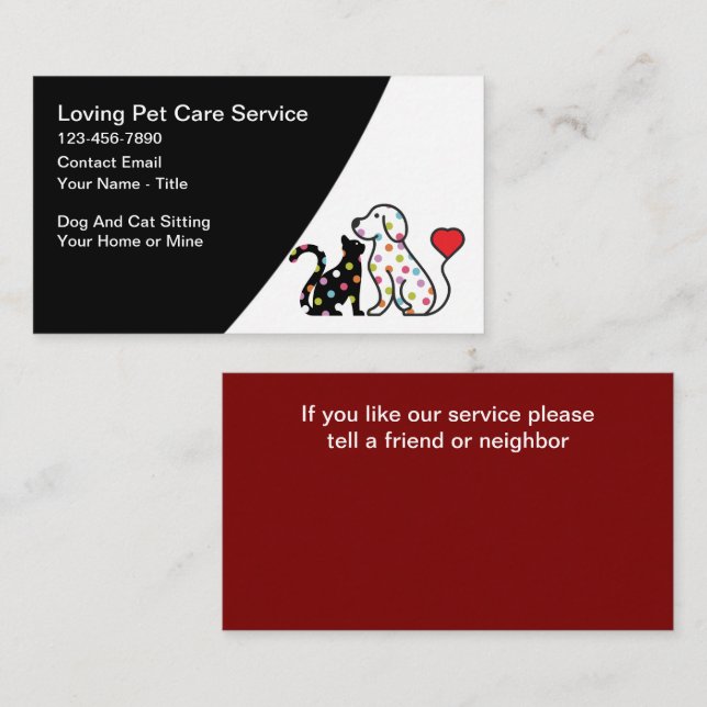 Trendy Dog And Cat Sitter Services Business Card (Front/Back)