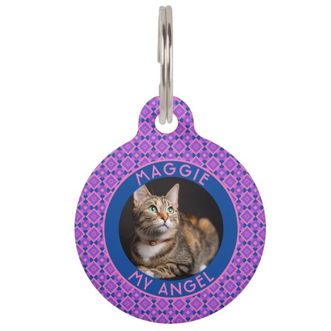 Trendy Dog Dad Gift Square Print Pet Tag (Front)