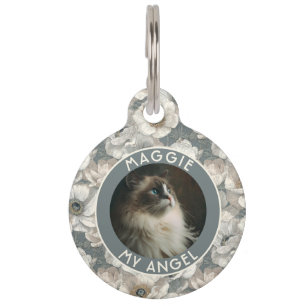 Trendy Dog Lover Present Anemones Floral Pet Tag