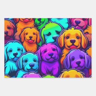 Trendy dog Pattern for Pet Lovers Wrapping Paper Sheet