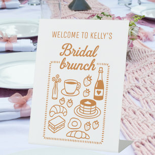 Trendy Doodle Hand Drawn Style Bridal Brunch Pedestal Sign