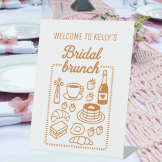 Trendy Doodle Hand Drawn Style Bridal Brunch  Pedestal Sign