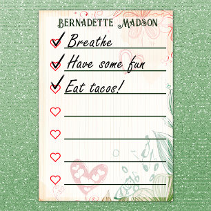 Trendy Doodle Hearts & Leaves To-Do List 4" x 6" Post-it Notes