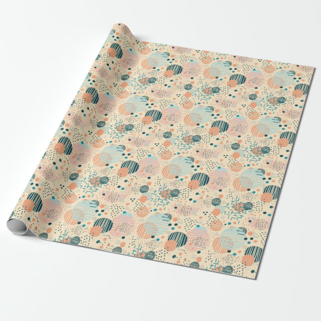Trendy dots pattern wrapping paper (Unrolled)