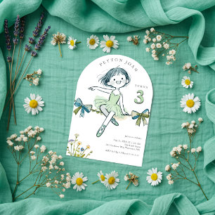 Trendy Dreamy Mint Ballerina Floral Birthday LPM26 Invitation