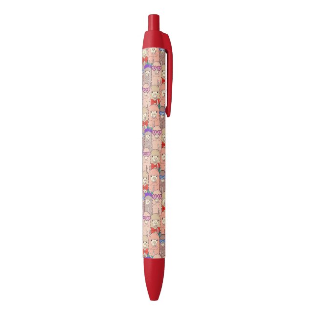 Trendy Dressed Llama Pattern Black Ink Pen (Bottom (Vertical))