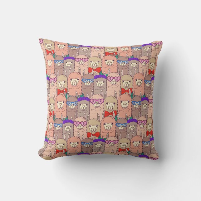 Trendy Dressed Llama Pattern Cushion (Front)