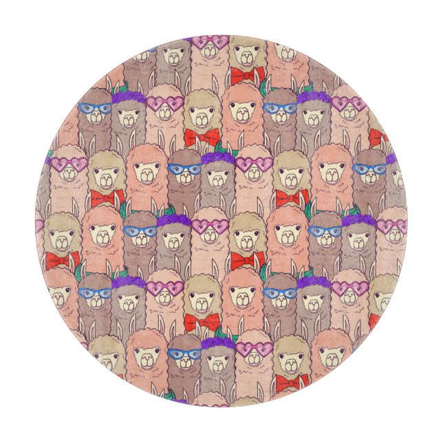 Trendy Dressed Llama Pattern Cutting Board (Front)