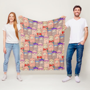 Trendy Dressed Llama Pattern Fleece Blanket