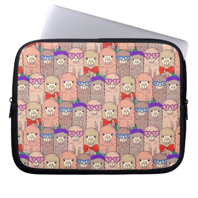 Trendy Dressed Llama Pattern Laptop Sleeve (Front)