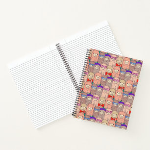 Trendy Dressed Llama Pattern Notebook