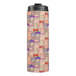 Trendy Dressed Llama Pattern Thermal Tumbler
