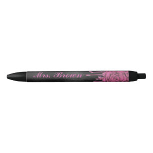 Trendy Dripping Roses Personalised Pen Mauve