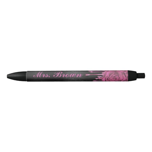 Trendy Dripping Roses Personalised Pen Mauve (Front)