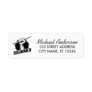 Trendy Drummer Fist With Drumsticks Return Address Label
