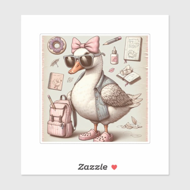 Trendy Duck Back to School Sticker Set (Sheet)