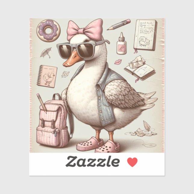 Trendy Duck Back to School Sticker Set (Sheet)