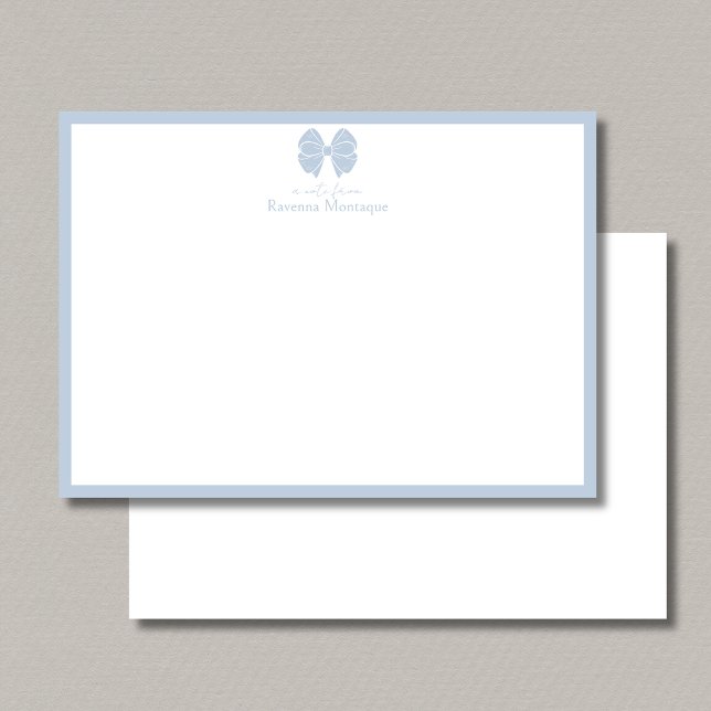 Trendy Dusty Blue Bow Border Name Wedding Card (Creator Uploaded)