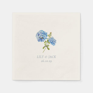 Trendy Dusty Blue Floral Hydrangea Event Wedding Napkin