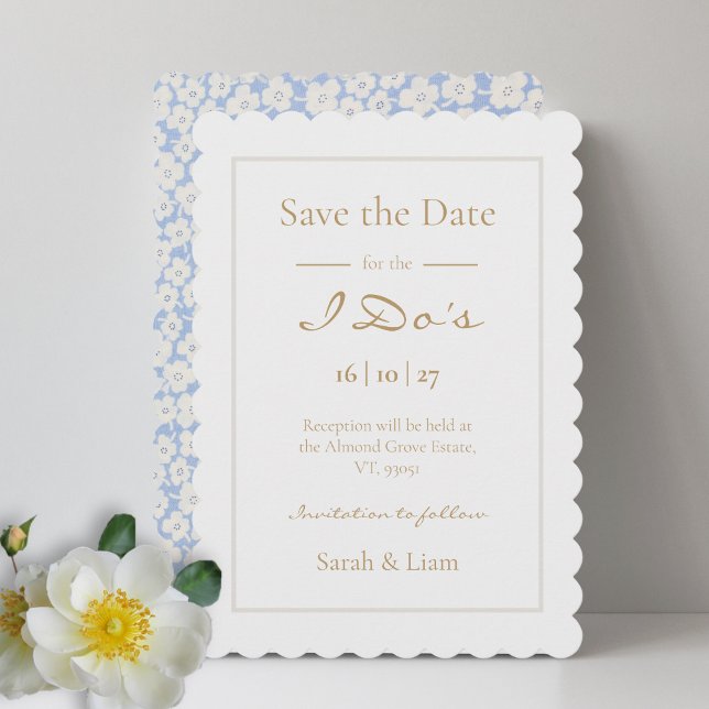 Trendy Dusty Blue Floral Wedding Save The Date  (Creator Uploaded)