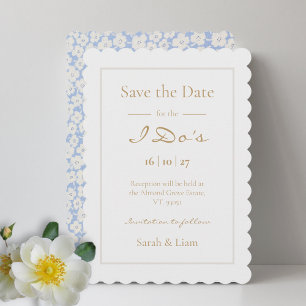 Trendy Dusty Blue Floral Wedding Save The Date 