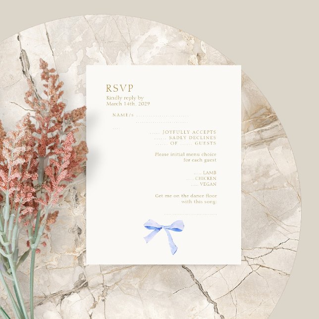 Trendy Dusty Blue Ribbon Wedding RSVP  (Creator Uploaded)