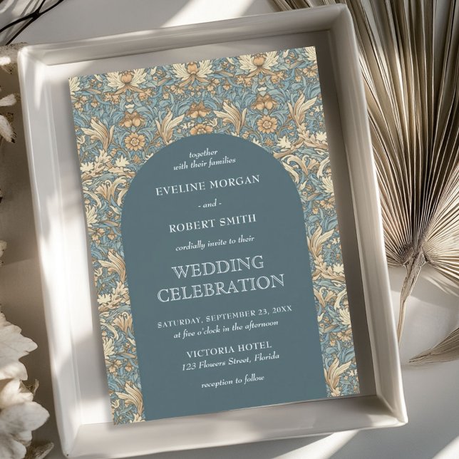 Trendy dusty green ivory floral Art Nouveau Invitation (Trendy dusty green ivory floral Art Nouveau Invitation)