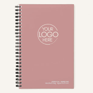 Trendy Dusty Rose Modern Logo Notebook