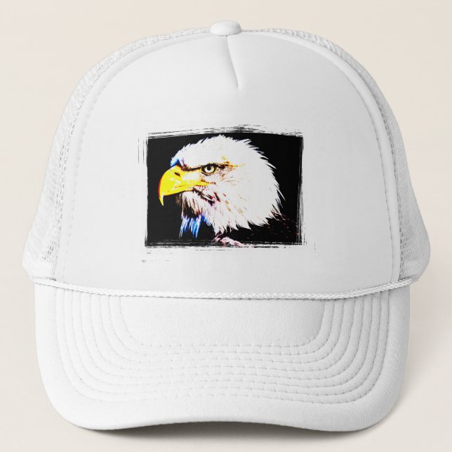 Trendy Eagle Head Pop Art Modern Elegant Template Trucker Hat (Front)