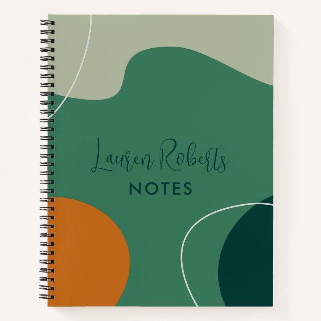 Trendy earth colours abstract organic shapes notebook (Front)