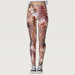 Trendy Earth Toned Multicolored Abstract Pattern Leggings