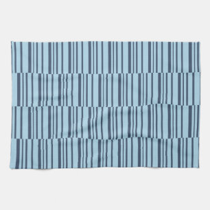 Trendy Earthy Blue Stripes Tea Towel