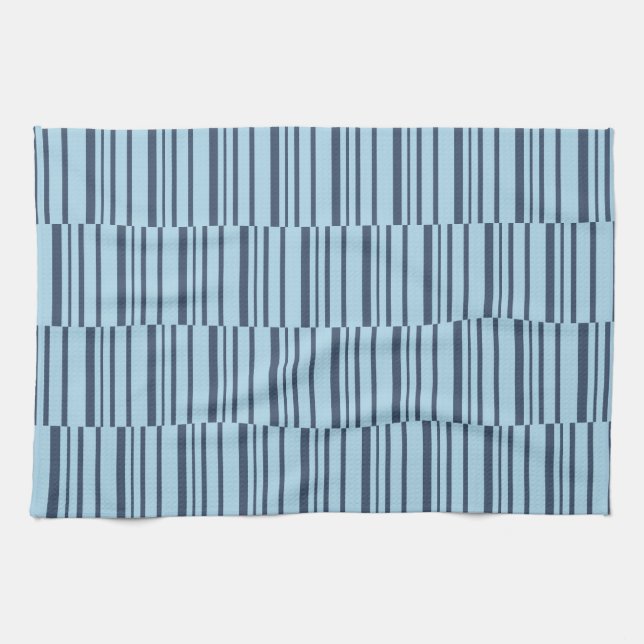 Trendy Earthy Blue Stripes Tea Towel (Horizontal)