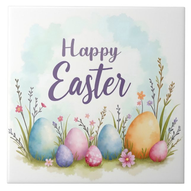 Trendy Easter Eggs Beautiful Collection Ceramic Tile (Front)