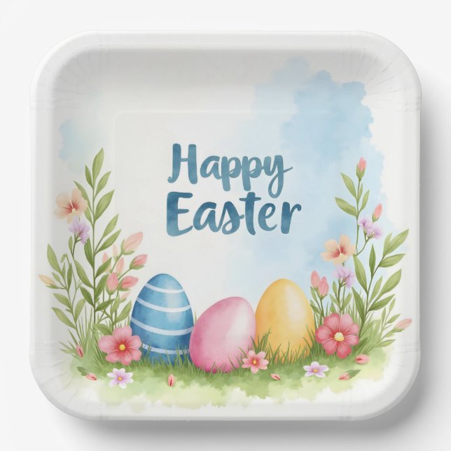 Trendy Easter Eggs Beautiful Collection Paper Plate (Front)