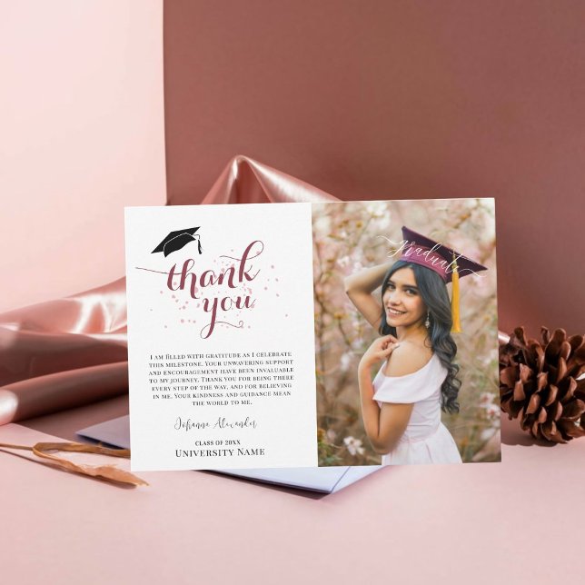 Trendy Editable Graduation Photo Thank You Card (Creator Uploaded)