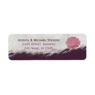 Trendy eggplant watercolor chic rose wedding return address label