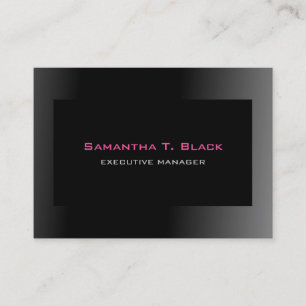 Trendy Elegant Black Grey Pink Executive Manager Business Card