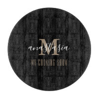 Trendy Elegant Black Monogram Round