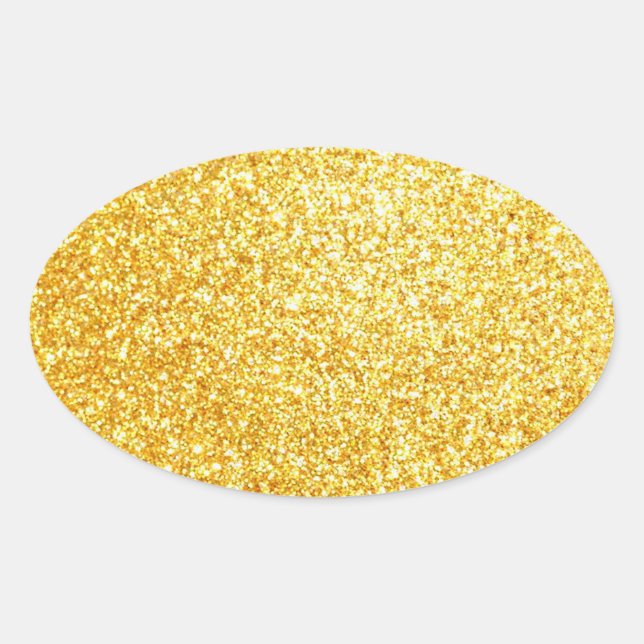 Trendy Elegant Blank Gold Glitter Template Modern Oval Sticker (Front)