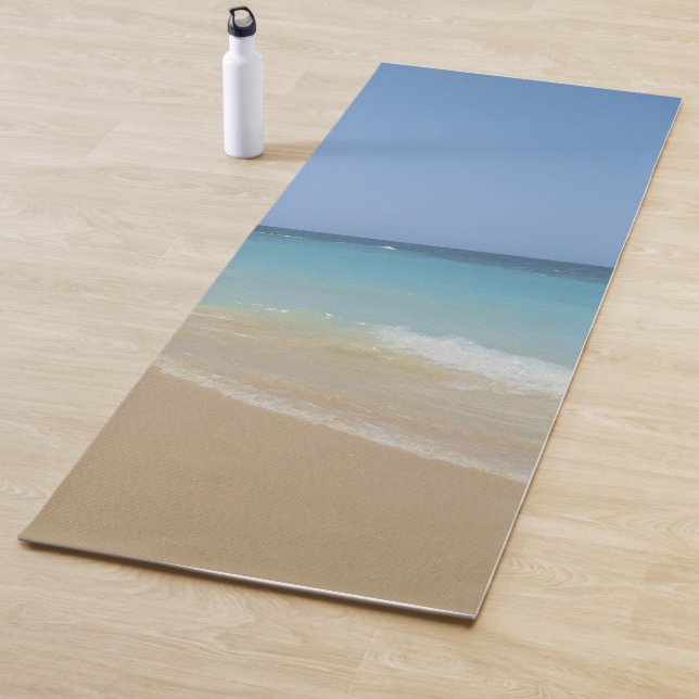 Trendy Elegant Blue Sea Water Waves Sand Template Yoga Mat (In Situ)