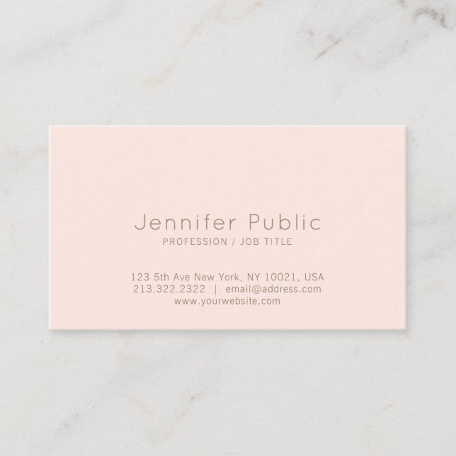 Trendy Elegant Blush Pink Simple Chic Design Business Card (Front)