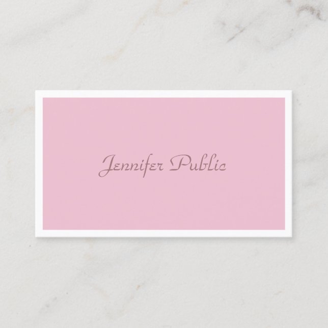 Trendy Elegant Classic Rose Colour Modern Design Business Card (Front)