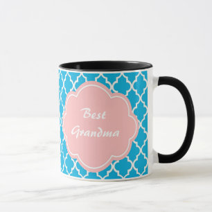 Trendy, elegant, cool, modern aqua blue quatrefoil mug