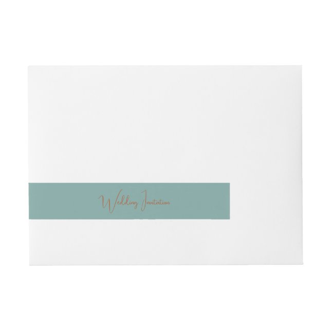 Trendy Elegant Copper Text Teal Invitation Wraparound Address Label (Front)