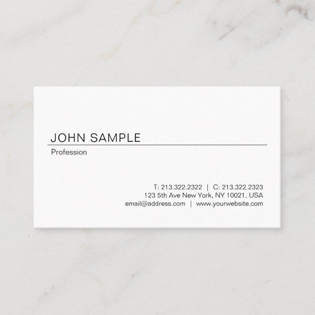 Trendy Elegant Design Professional Smart Plain Business Card (Front)