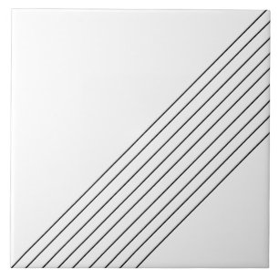 Trendy Elegant Diagonal Lines On White Ceramic Tile