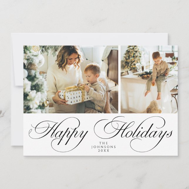 Trendy Elegant Family Photo Collage Christmas Holiday Card (Front)