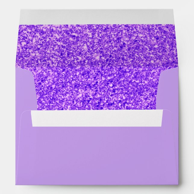 Trendy  Elegant Faux Glitter Purple Gold Envelope (Back (Bottom))