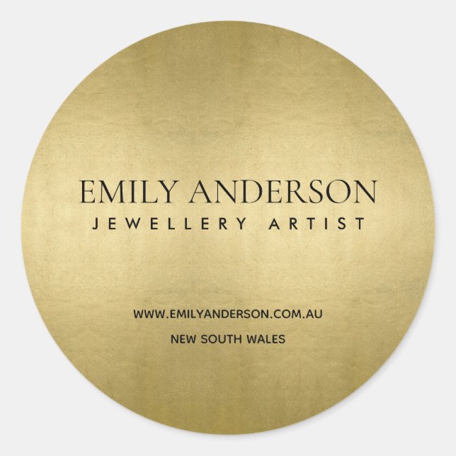 TRENDY ELEGANT FAUX GOLD FOIL TEXTURE BUSINESS CLASSIC ROUND STICKER (Front)
